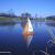 Scott's Victor V-32 enjoying a sunny afternoon  of relaxed RC sailing on Avon Town Hall Park Lake in Avon, Indiana.
